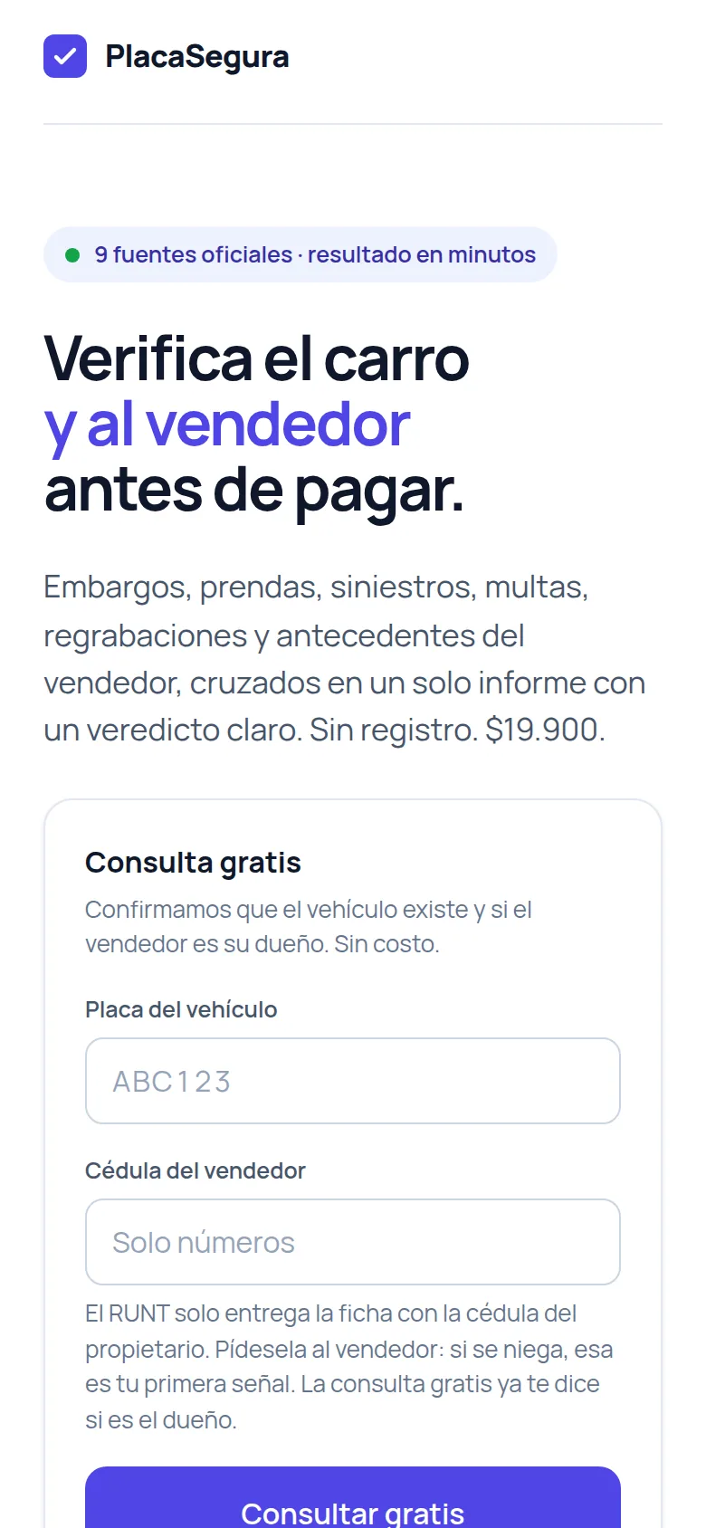 PlacaSegura en un celular: verifica el carro y al vendedor antes de pagar